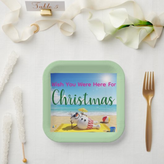 雪だるま日光浴 ペーパープレート (ウェディング)