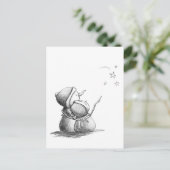 雪だるま星を見て休日はがき ポストカード (スタンド正面)