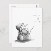 雪だるま星を見て休日はがき ポストカード (正面/裏面)