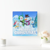 雪だるま時計 スクエア壁時計 (ホーム)