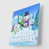 雪だるま時計 スクエア壁時計 (傾斜)