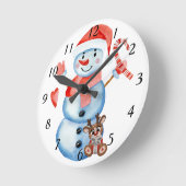雪だるま時計 ラウンド壁時計 (傾斜)