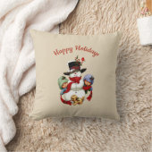 雪だるま枕付き可愛いクリスマスポット クッション (ブランケット)