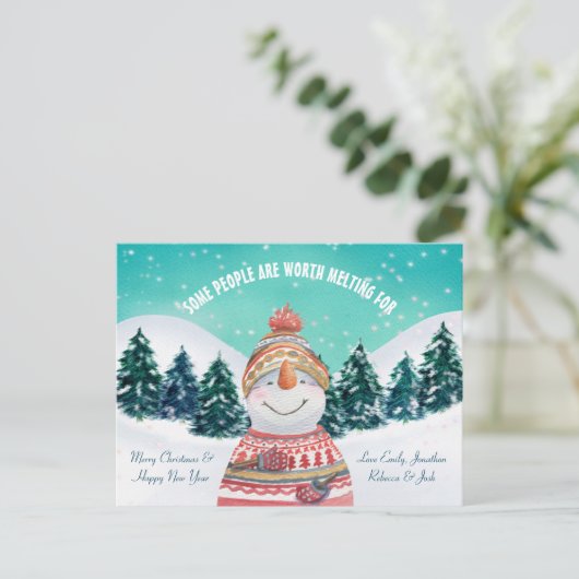 雪だるま林いくつかの人々は溶ける価値がある シーズンポストカード (スタンド正面)