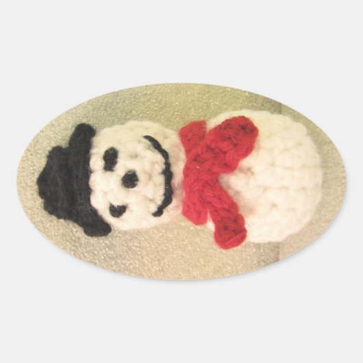 雪だるま楕円シール 楕円形シール (正面)