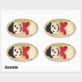 雪だるま楕円シール 楕円形シール (シート)