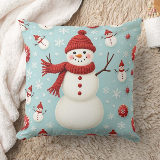 雪だるま模様クッション クッション (ブランケット)