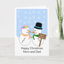 雪だるま母と父クリスマスカード