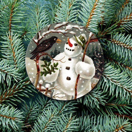 雪だるま氏とカラス氏ステッカー ラウンドシール