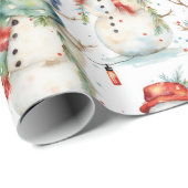 雪だるま水彩クリスマス ラッピングペーパー (ロールコーナー)