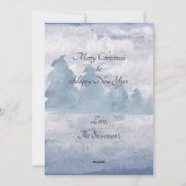 雪だるま水彩スクリプモダントメリークリスマス シーズンカード (裏面)