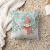 雪だるま水彩冬のウッドランドクリスマス クッション (ブランケット)