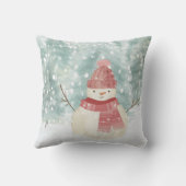 雪だるま水彩冬のウッドランドクリスマス クッション (裏面)