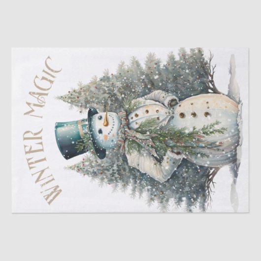 雪だるま水彩冬のクリスマス 薄葉紙 (正面)