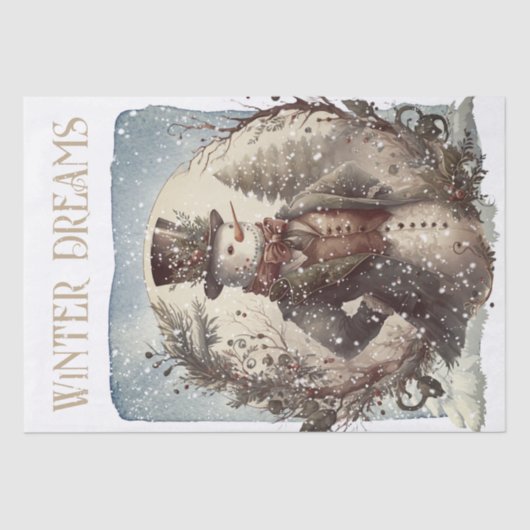 雪だるま水彩冬のクリスマス 薄葉紙 (正面)