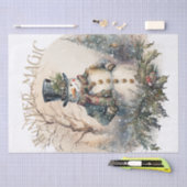 雪だるま水彩冬のクリスマス 薄葉紙 (クラフト)