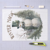 雪だるま水彩冬のクリスマス 薄葉紙 (クラフト)