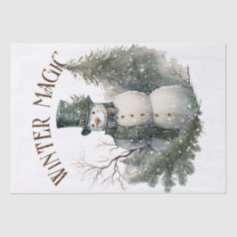 雪だるま水彩冬のクリスマス 薄葉紙