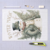 雪だるま水彩冬のクリスマス 薄葉紙 (クラフト)