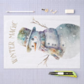 雪だるま水彩冬のクリスマス 薄葉紙 (クラフト)