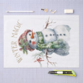 雪だるま水彩冬のクリスマス 薄葉紙 (クラフト)