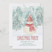 雪だるま水彩冬ウッドランドクリスマスパーティー 招待状 (正面)