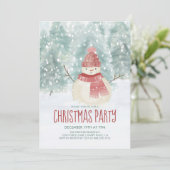 雪だるま水彩冬ウッドランドクリスマスパーティー 招待状 (スタンド正面)