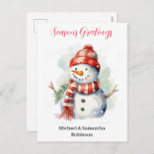 雪だるま水彩 シーズンポストカード (正面/裏面)