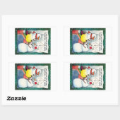 雪だるま点検ステッカー 長方形シール (シート)