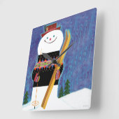 雪だるま用スキー スクエア壁時計 (傾斜)