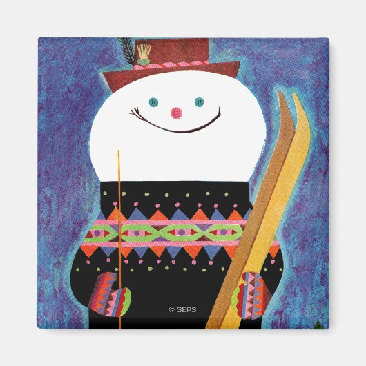 雪だるま用スキー マグネット (正面)