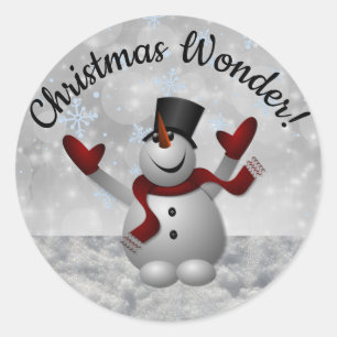 雪だるま疑問に思スクリスマ雪片 ラウンドシール