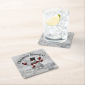 雪だるま疑問に思スリスマス スクエアペーパーコースター (インサイチュ)