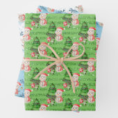 雪だるま着用サンタハットとスカーフ ラッピングペーパーシート (インサイチュ)