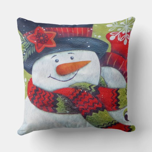 雪だるま着用スカーフ枕 クッション (裏面)