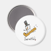 雪だるま積雪おもしろい マグネット (正面/裏面)