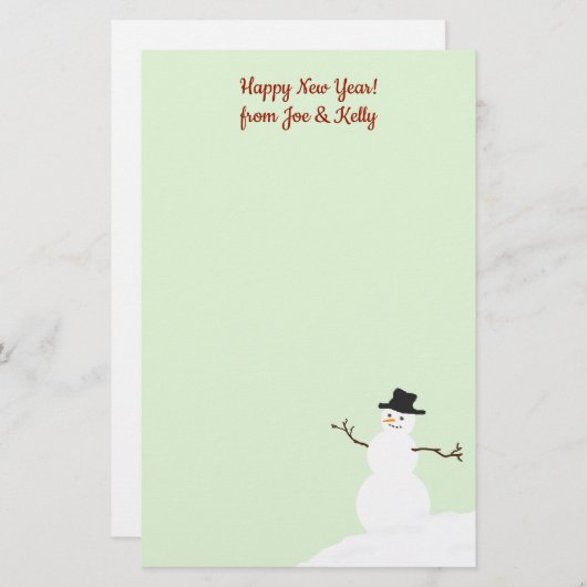 雪だるま空白のクリスマスニューイヤー筆記用紙 便箋 (正面/裏面)