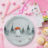 雪だるま紙プレートクリスマスパーティー。 ペーパープレート (パーティー)