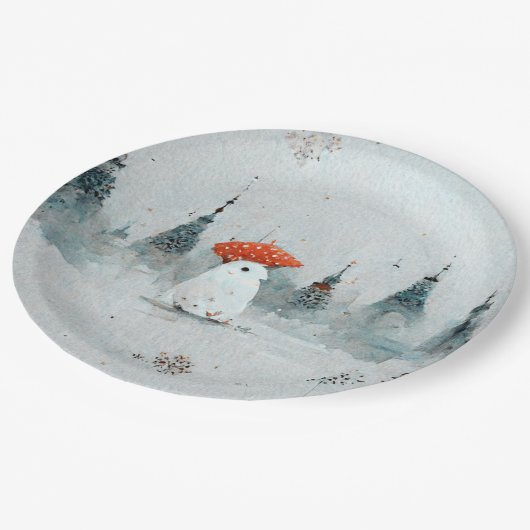 雪だるま紙プレートクリスマスパーティー。 ペーパープレート (アングル)