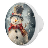 雪だるま素朴イラストレーション セラミックノブ (右)