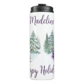 雪だるま紫色のクリスマスニンジンの鼻スカーフ冬 タンブラー (正面)