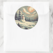 雪だるま絵を描ヴィンテージ ラウンドシール (バッグ)