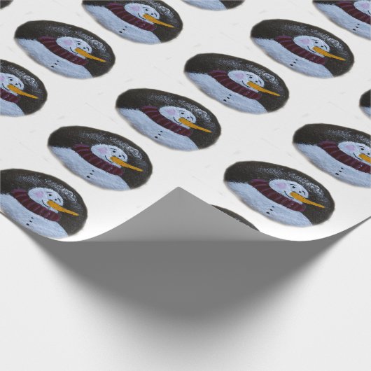 雪だるま絵画のマットラッピング紙 ラッピングペーパー (角)