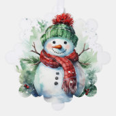 雪だるま署名とあいさつ文の追加のギフトラベル オーナメントカード (正面)