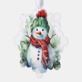 雪だるま署名とあいさつ文の追加のギフトラベル オーナメントカード (左)