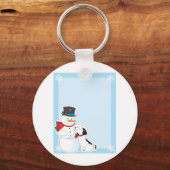 雪だるま背景 キーホルダー (正面)