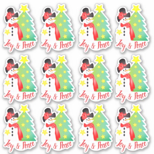 雪だるま芸術的をテーマにした シール (正面)