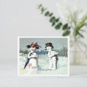 雪だるま表現のクリスマスへの愛、ヴィンテージ ポストカード (スタンド正面)