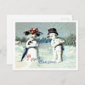 雪だるま表現のクリスマスへの愛、ヴィンテージ ポストカード (正面/裏面)
