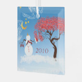 雪だるま装飾品 ガラスオーナメント (正面左)